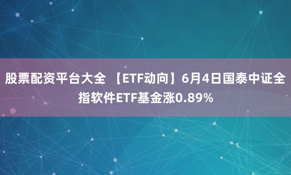 股票配资平台大全 【ETF动向】6月4日国泰中证全指软件ETF基金涨0.89%