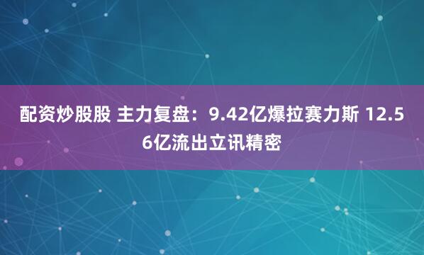 配资炒股股 主力复盘：9.42亿爆拉赛力斯 12.56亿流出立讯精密