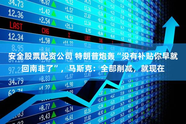 安全股票配资公司 特朗普炮轰“没有补贴你早就回南非了”，马斯克：全部削减，就现在
